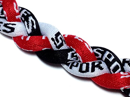 Sport Ropes Triple Titanium Necklace (Red/Black/White, 18")