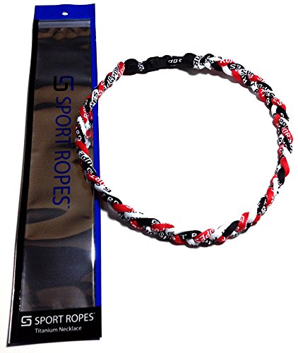 Sport Ropes Triple Titanium Necklace (Red/Black/White, 18")